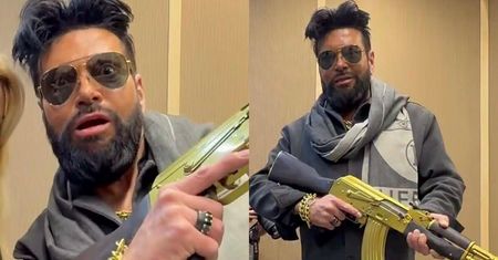 Krzysztof Rutkowski wymachuje ZŁOTYM KARABINEM na nagraniu. "Pozdrawiam, islamski dyktator"