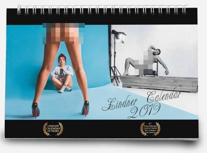 Kalendarz Lindner 2019. Nagie modelki pozują przy trumnach