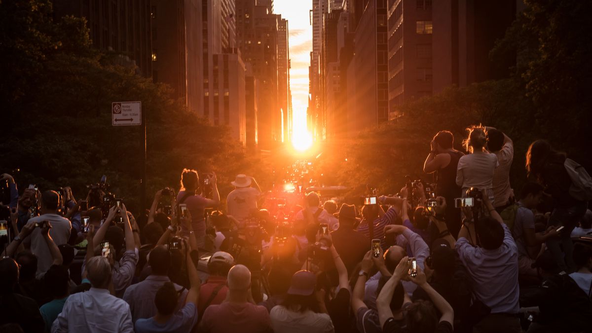 Manhattanhenge w pełnej okazałości.