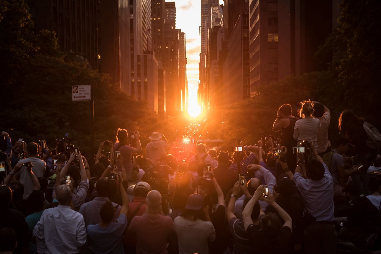 Manhattanhenge w pełnej okazałości.