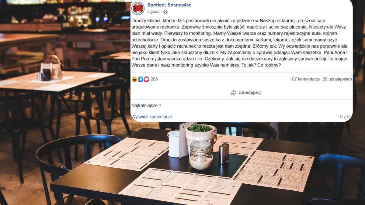 Goście restauracji wyszli bez płacenia. Zostawili...dokumenty