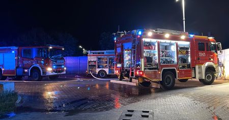 Pożar magazynu z tekstyliami w Wejherowie