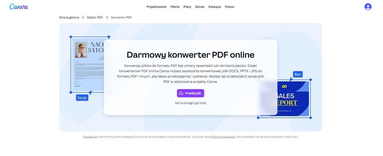 Zminiejszanie plików PDF w aplikacji Canva