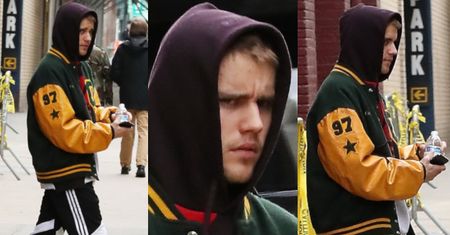 Zmarnowany Justin Bieber wyłania się z kościoła