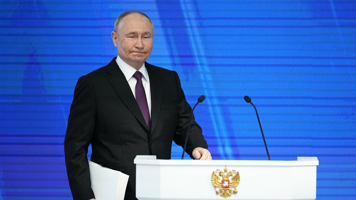 Putin wyg?asza or?dzie o stanie narodu
Russian President Vladimir Putin enters a hall to deliver his state-of-the-nation address in Moscow, Russia, Thursday, Feb. 29, 2024. (AP Photo/Alexander Zemlianichenko)
Alexander Zemlianichenko