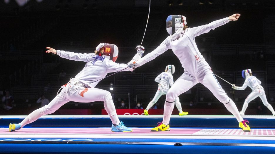 27.07.2021 Japonia,Tokio Igrzyska Olimpijskie 2020 szermierka szpada druzynowa kobiet 1/4 finalu n/z Ewa Trzebinska