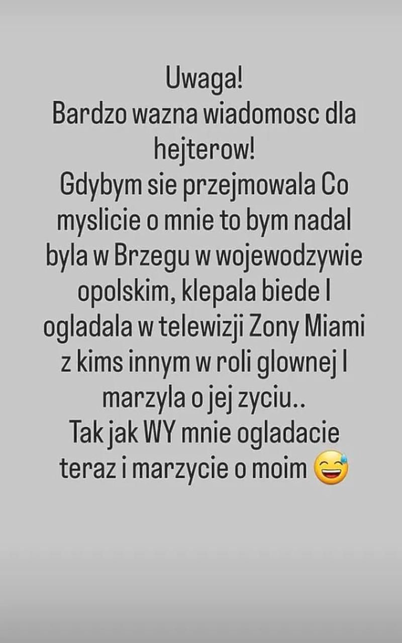 Aneta z "Żon Miami" odpowiada hejterom