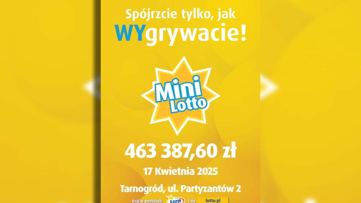 Wygrana Mini Lotto 17 kwietnia 2025 Tarnogród