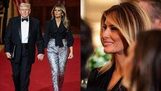 Melania Trump paraduje w srebrnych spodniach na uroczystej kolacji w Białym Domu. Złamała dress code? (ZDJĘCIA)