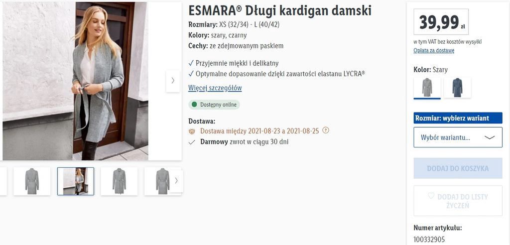 Kardigan za 39,99 zł 