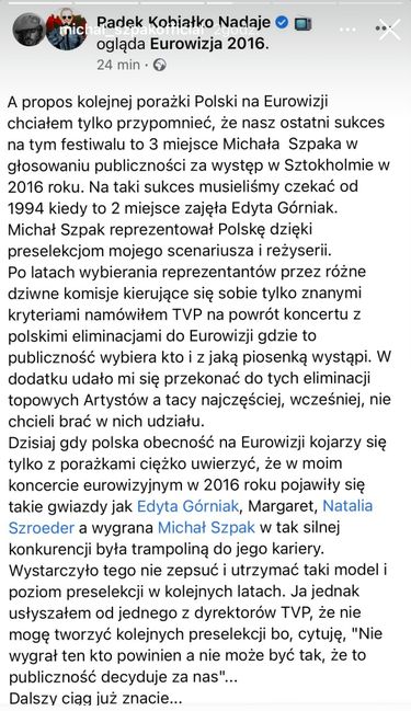 Michał Szpak o Eurowizji