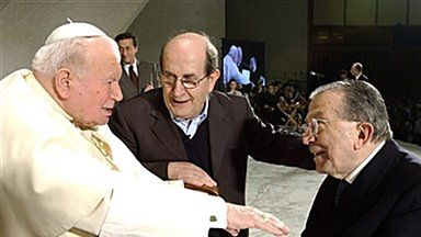 Giulio Andreotti z papieżem Janem Pawłem II