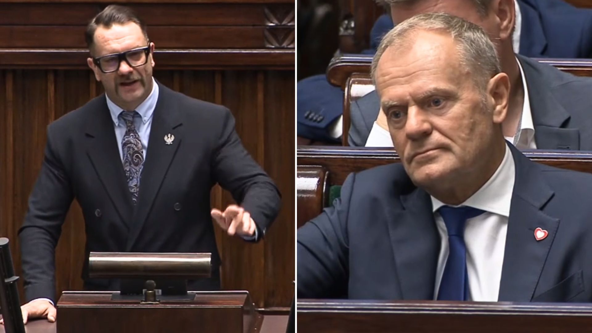 Mejza zadrwił z Tuska. Kamery nagrały reakcję premiera