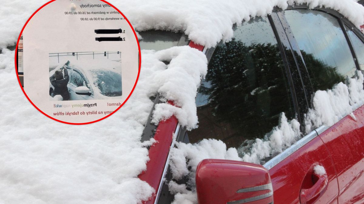 Dzieci postanowiły odśnieżać samochody.