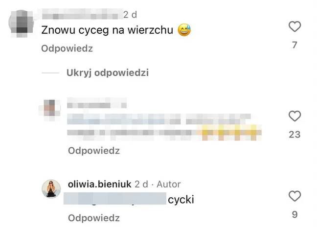 Bieniuk odpowiada hejterowi