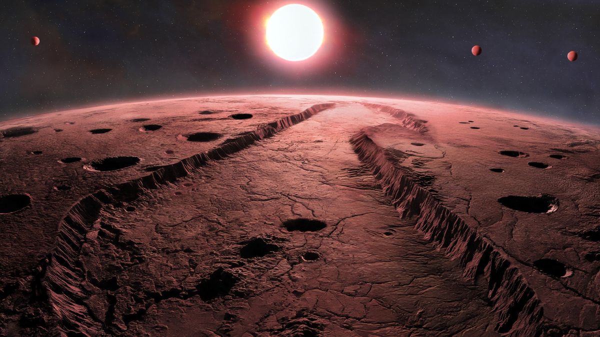 Układ planetarny Gwiazdy Barnarda z powierzchni planety