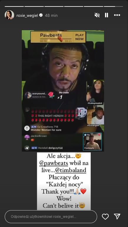 Roxie Węgiel doprowadziła do łez Timbalanda