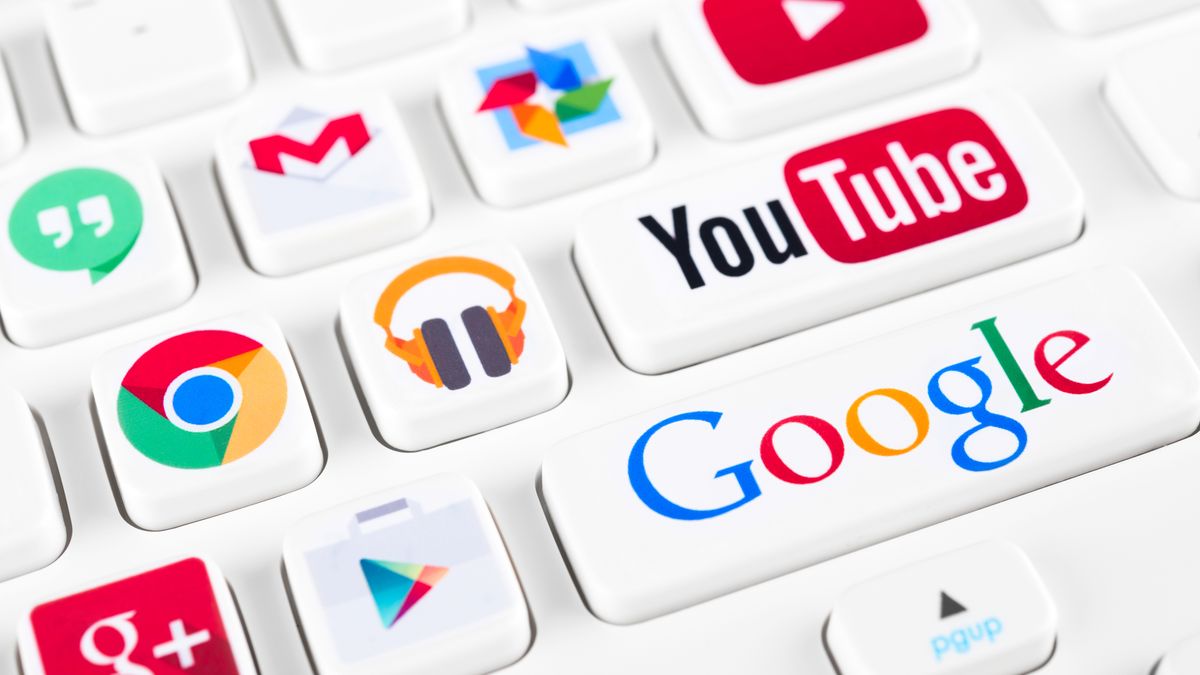 Logo aplikacji Google na klawiaturze z depositphotos