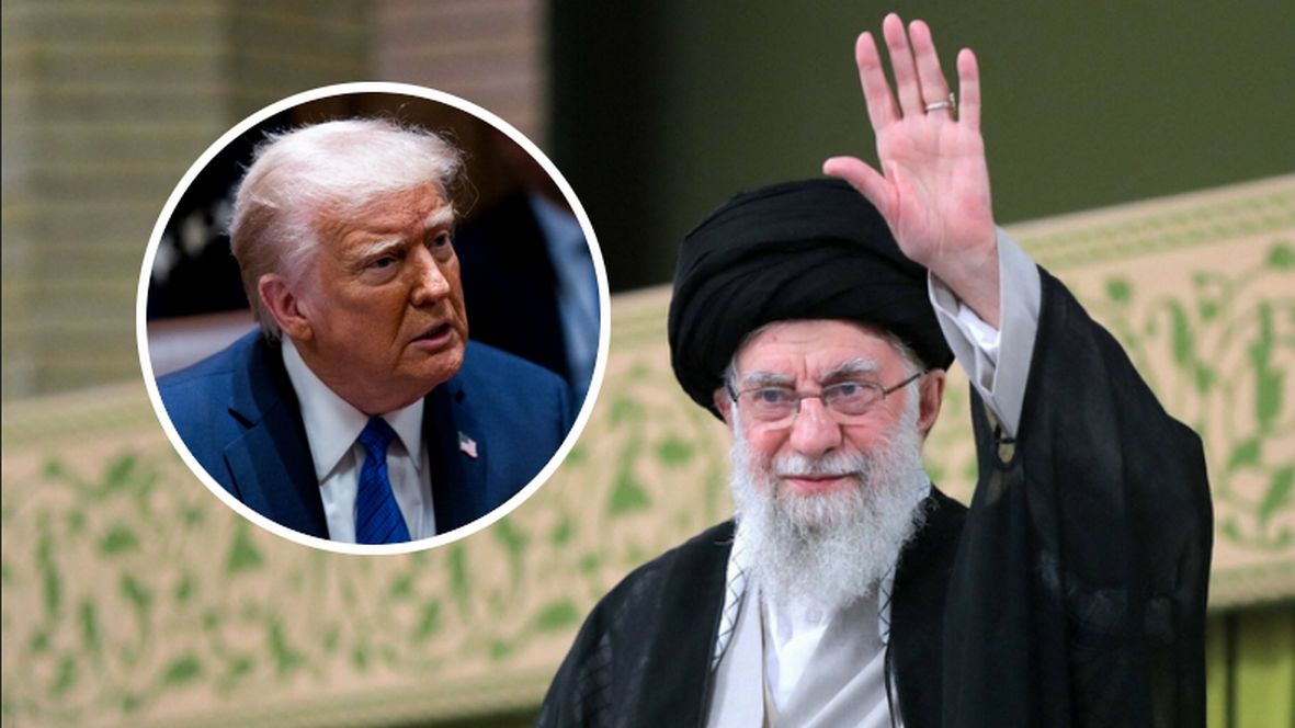 Ali Chamenei przywódca religijny Iranu i Donald Trump 
