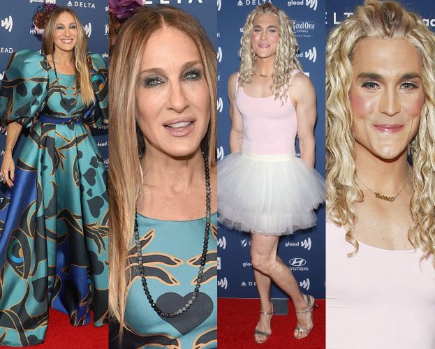Sarah Jessica Parker i jej męska wersja pozują na ściance w Nowym Jorku
