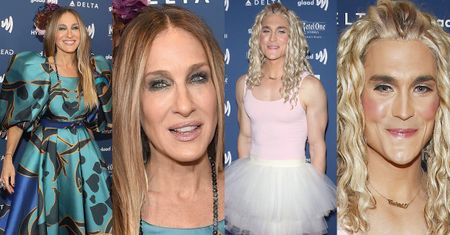 Sarah Jessica Parker i jej męska wersja pozują na ściance w Nowym Jorku