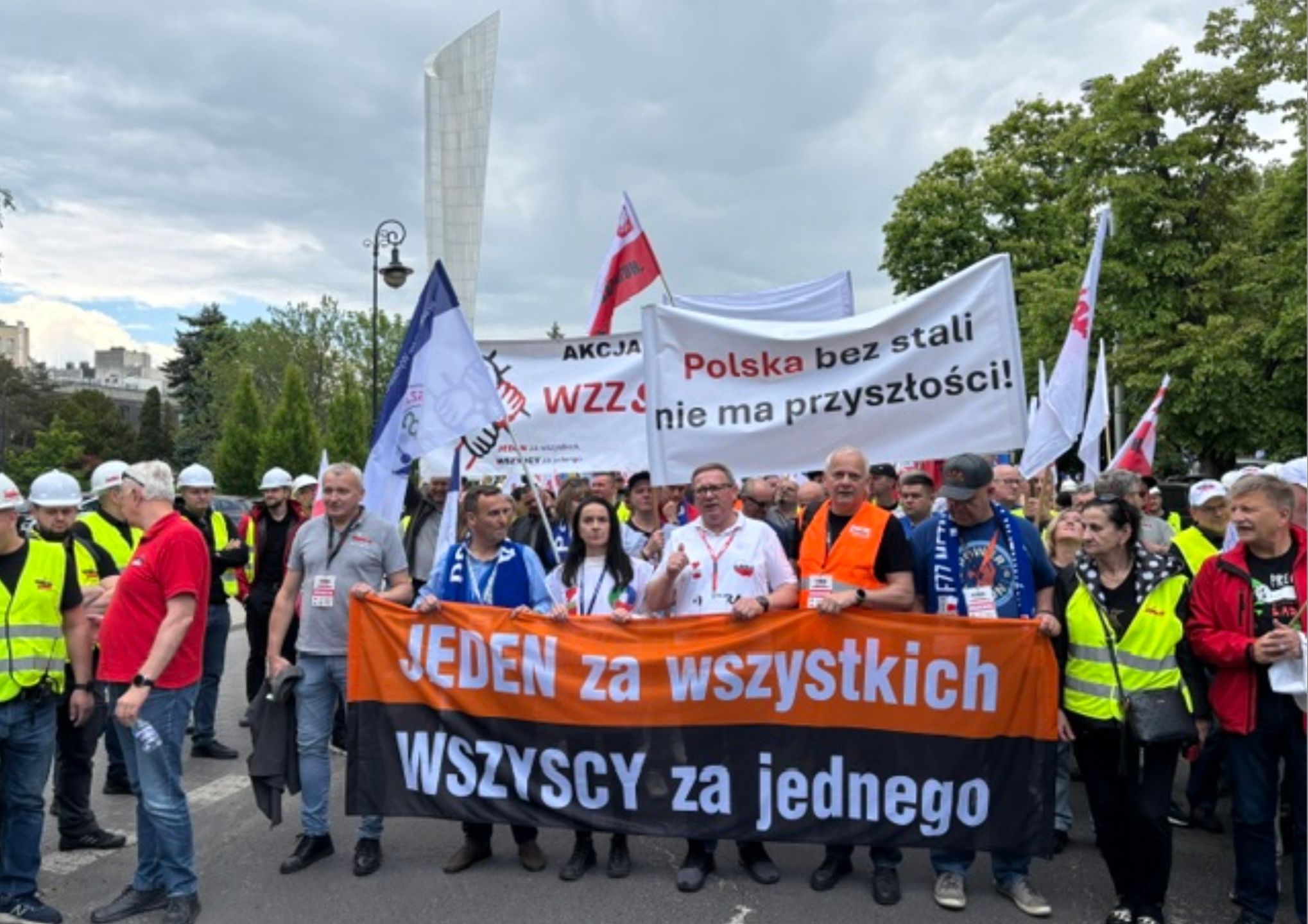 Protest hutników w Warszawie