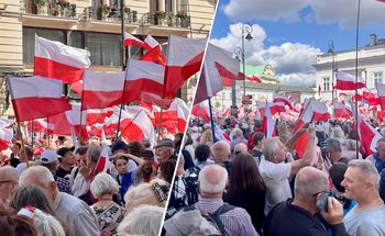 Przyjechali dla Nawrockiego. Zaśpiewali Rotę i odmówili różaniec