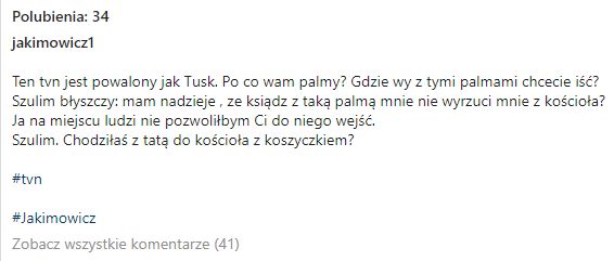 Krytyczny wpis pod adresem Agnieszki Woźniak-Starak