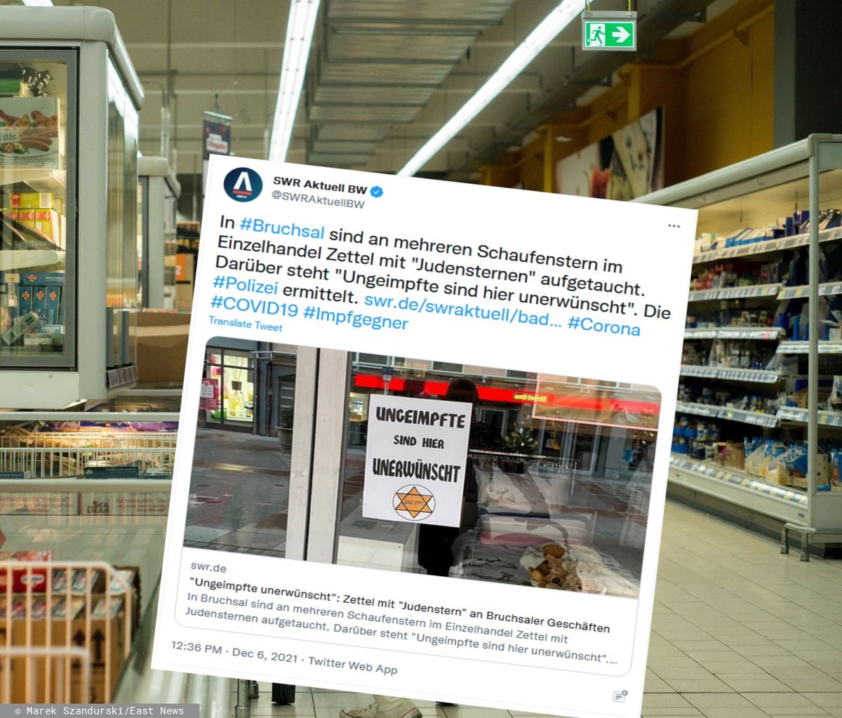 Protest przeciwko szczepieniom w Niemczech. Na sklepach kartki z "żydowską gwiazdą"
