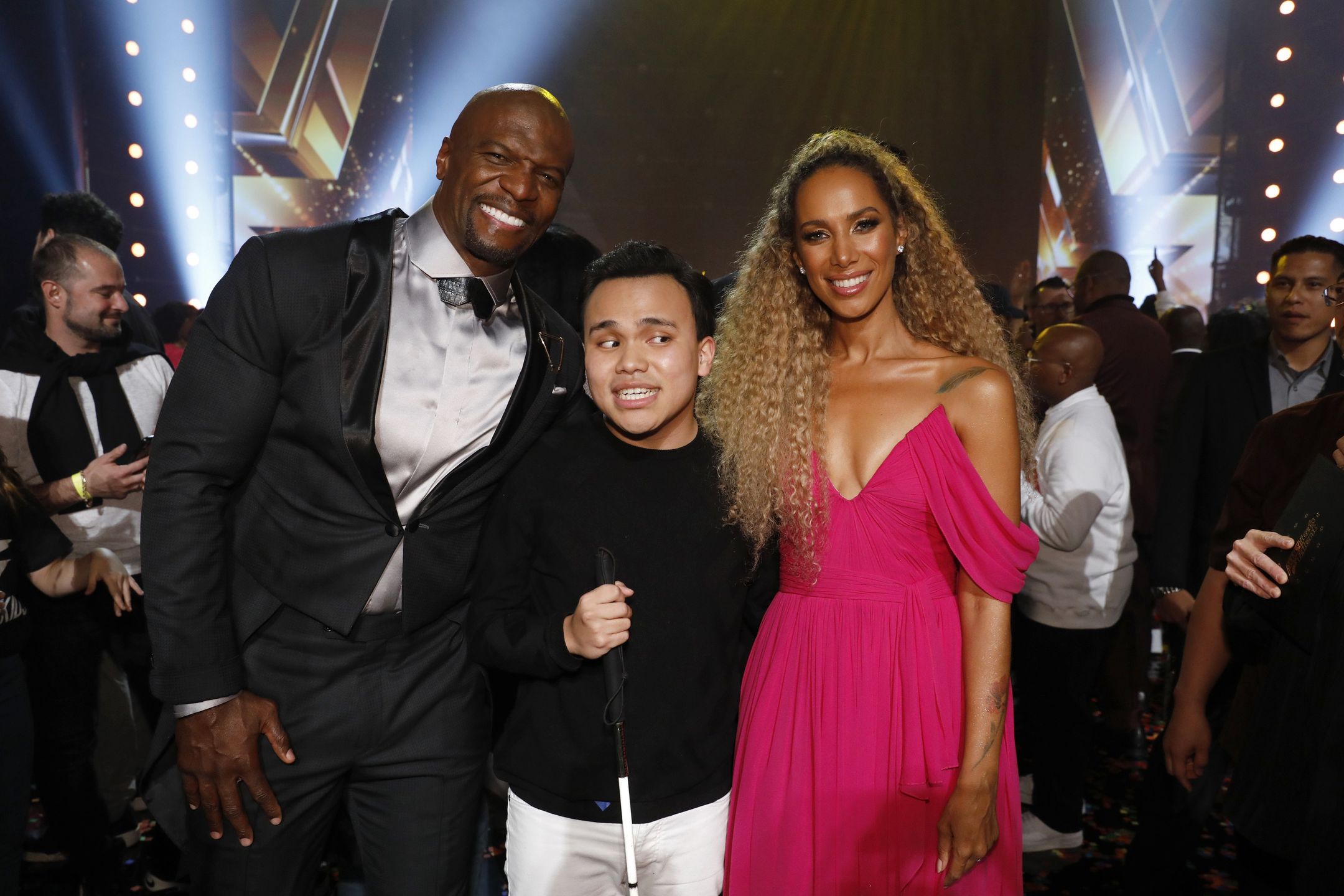 AMERICA'S GOT TALENT -- Live Results Finale Episode 1423 -- Pictured: (l-r) Terry Crews, Kodi Lee, Leona Lewis -- (Photo by: Trae Patton/NBC/NBCU Photo Bank via Getty Images)