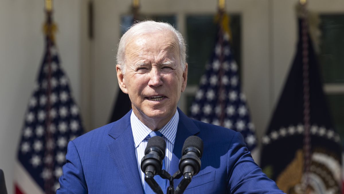 US President Joe Biden speaks in the Rose Garden of the White House in Washington, D.C., US, on Thursday, Sept. 15, 2022. US railroads and unions reached a tentative deal early Thursday, a breakthrough that looks to avert a labor disruption that risked adding supply-chain strains to the worlds largest economy. Photographer: Jim Lo Scalzo/EPA/Bloomberg via Getty Images
