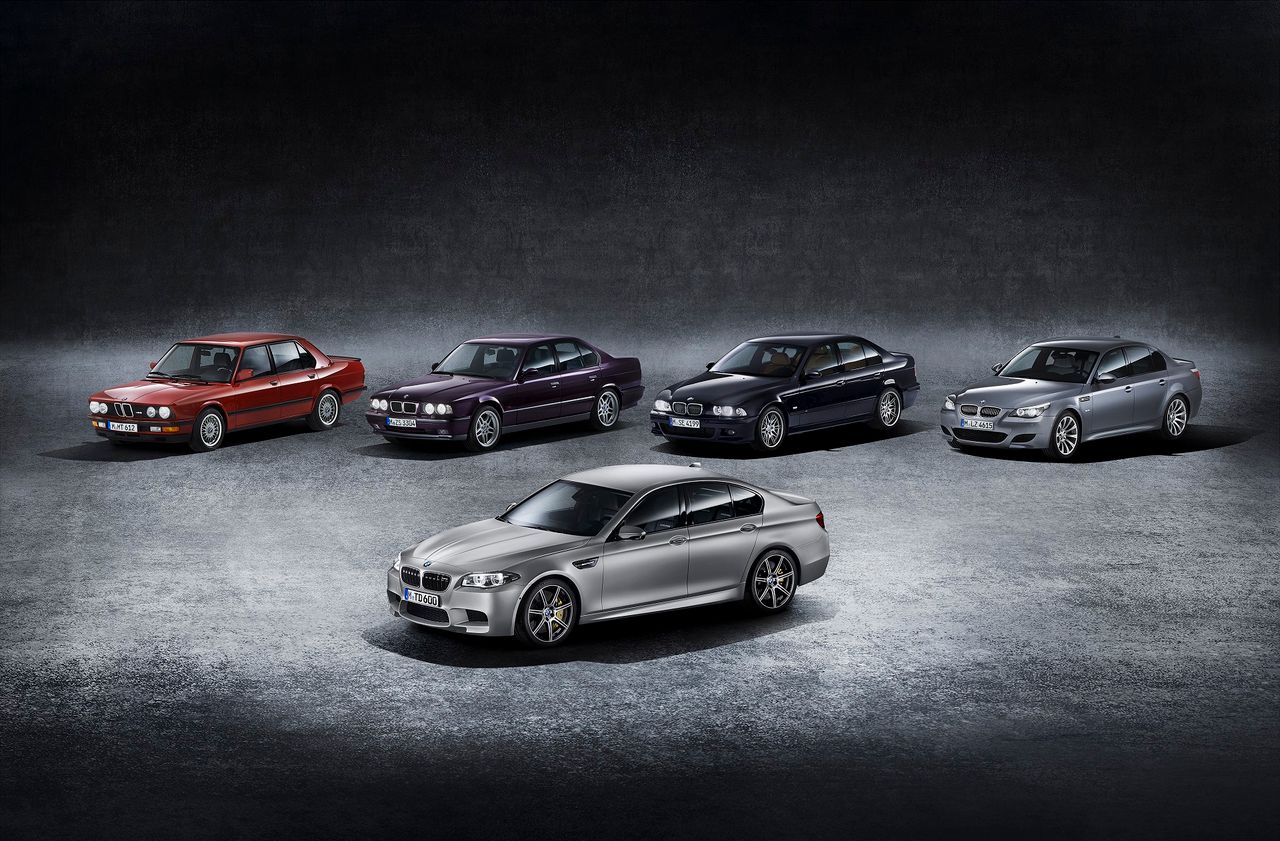 BMW M5 30 Jahre Edition z czterema poprzednimi generacjami M5 (2014)