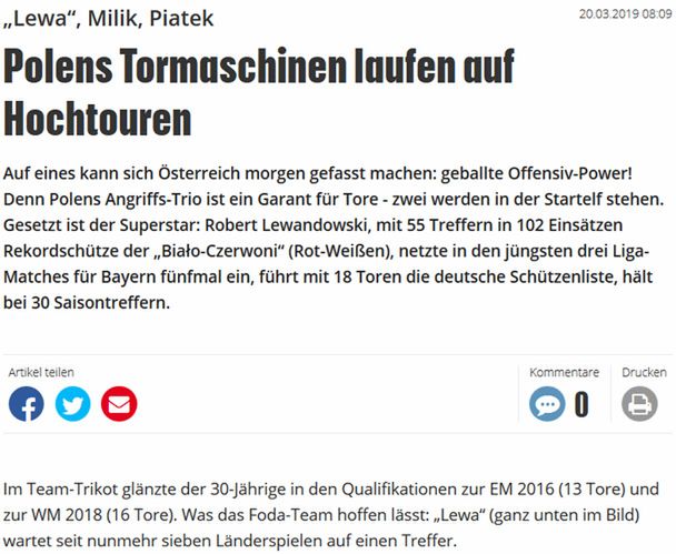 Austriaccy dziennikarze przypominają znakomite osiągnięcia strzeleckie Roberta Lewandowskiego w poprzednich eliminacjach Euro oraz MŚ