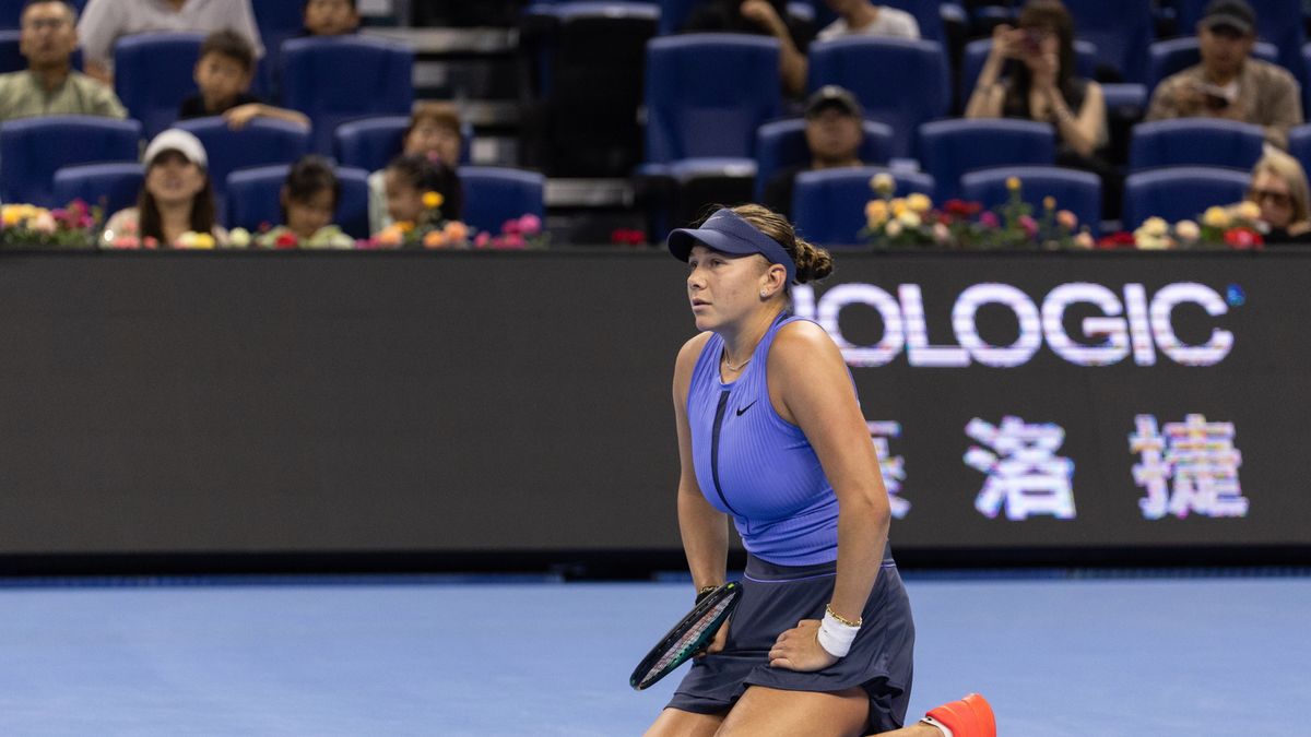 PAP/EPA / JESSICA LEE / Amanda Anisimova podczas turnieju WTA 1000 w Pekinie