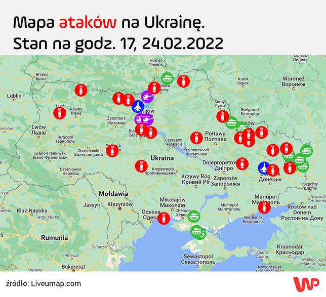 Mapa ataków na Ukrainę