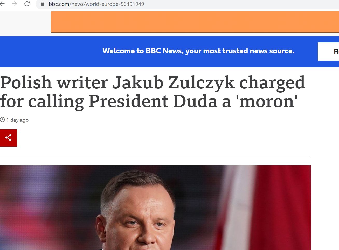 BBC również wspomniało o Dudzie i Żulczyku