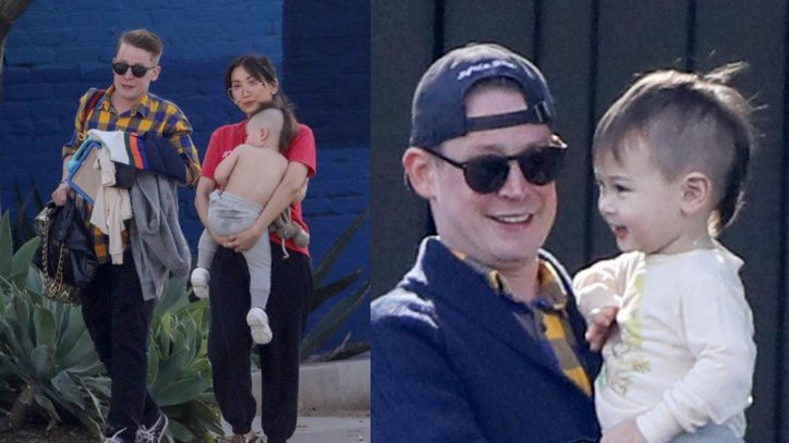 42-letni Macaulay Culkin z narzeczoną i synkiem wracają od fryzjera