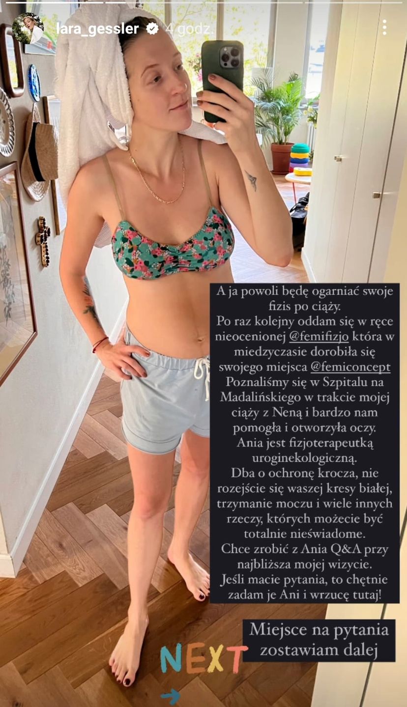 Lara Gessler - brzuch po porodzie