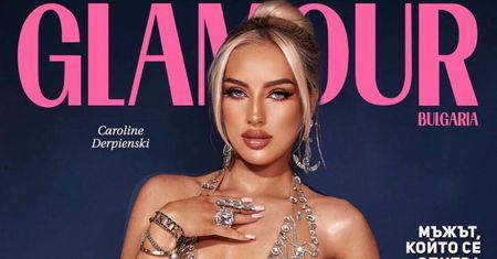 Caroline Derpienski w "NAGIEJ" sukience prezentuje drugą wersję okładki bułgarskiego "Glamour". Petarda? (FOTO)