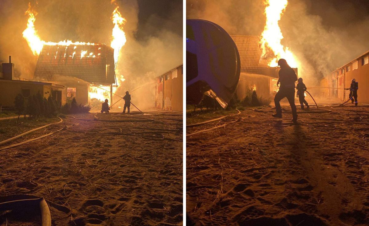 pożar, stadnina koni, majówka Wielki pożar w stadninie koni. Z ogniem walczyło 19 zastępów