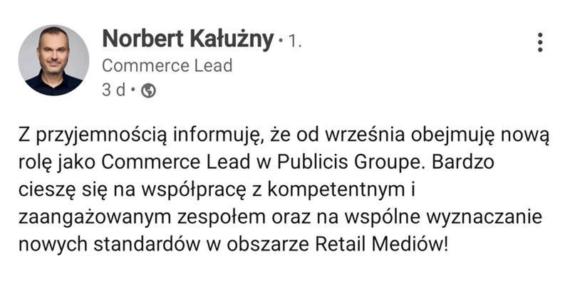 Screen LinkedIn Norbert Kałużny