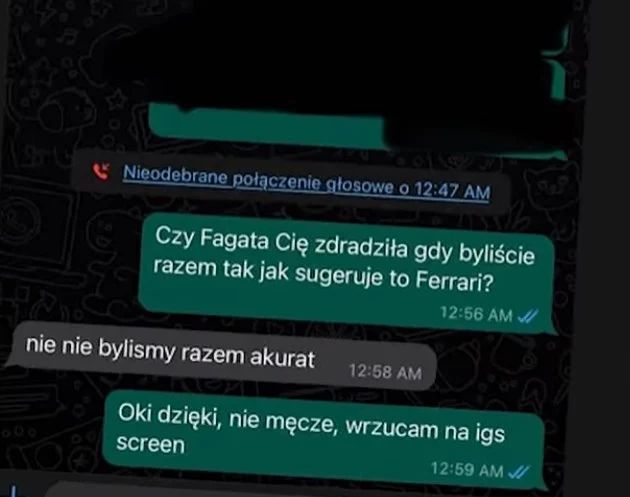 Wymiana wiadomości między Wardęgą a Stuu