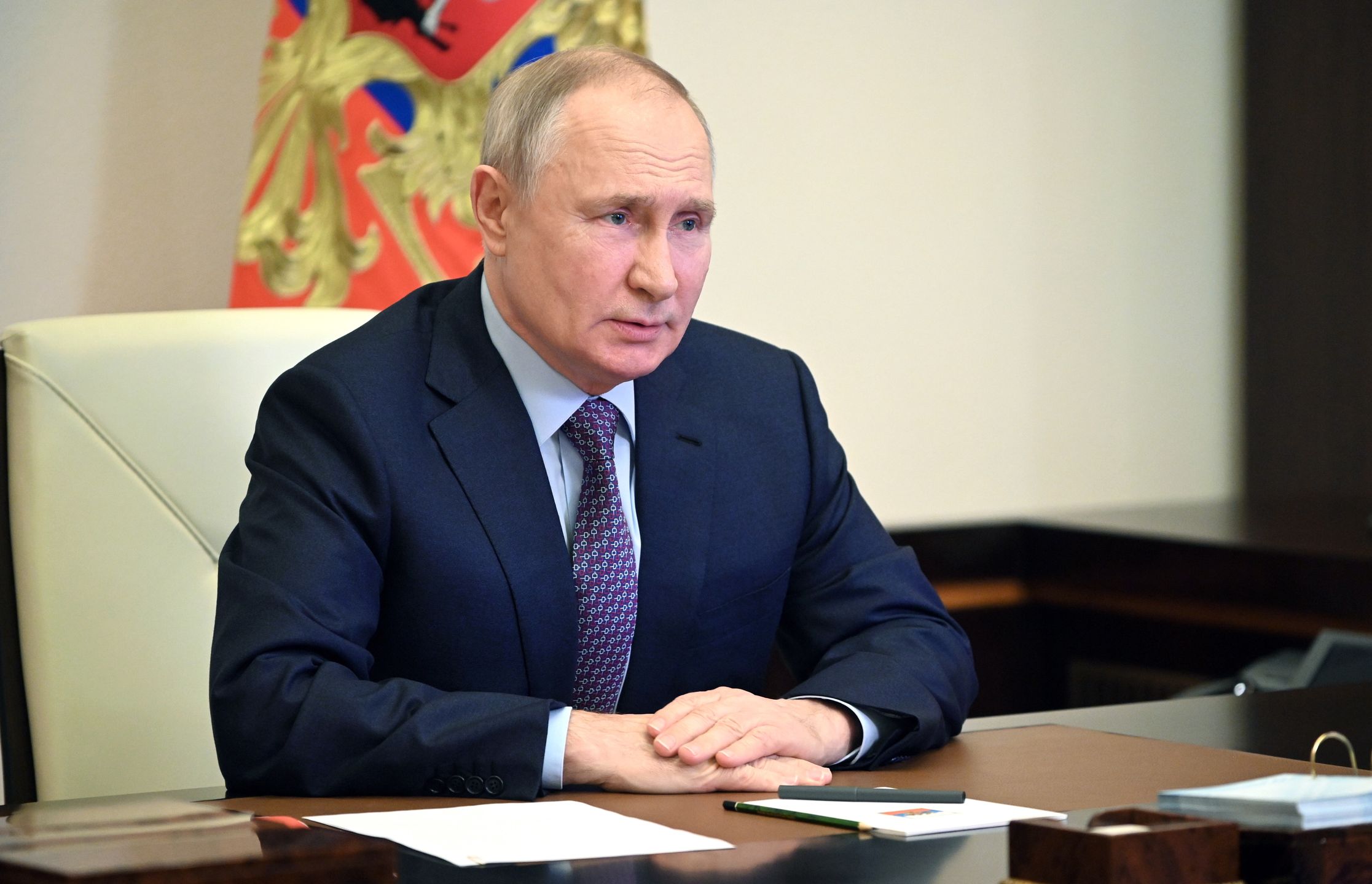 Russian President Vladimir Putin chairs a meeting with members of the Russian Security Council via a video conference at the Novo-Ogaryovo state residence, outside Moscow, Russia, 03 February 2023. EPA/MIKHAEL KLIMENTYEV/SPUTNIK/KREMLIN POOL MANDATORY CREDIT Dostawca: PAP/EPA.