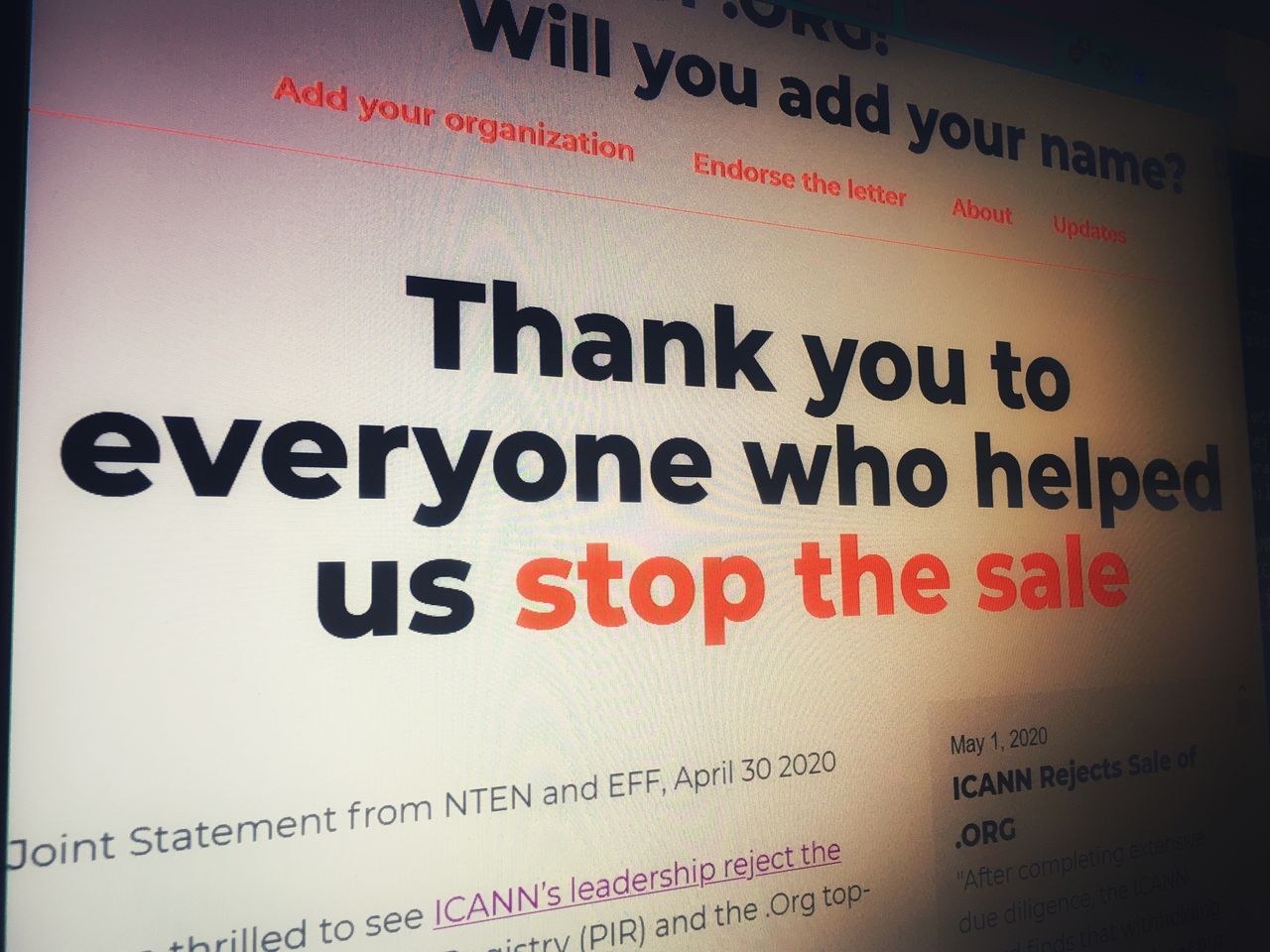 ICANN wycofuje się ze sprzedaży domeny nadrzędnej .org (fot. Kamil Dudek)