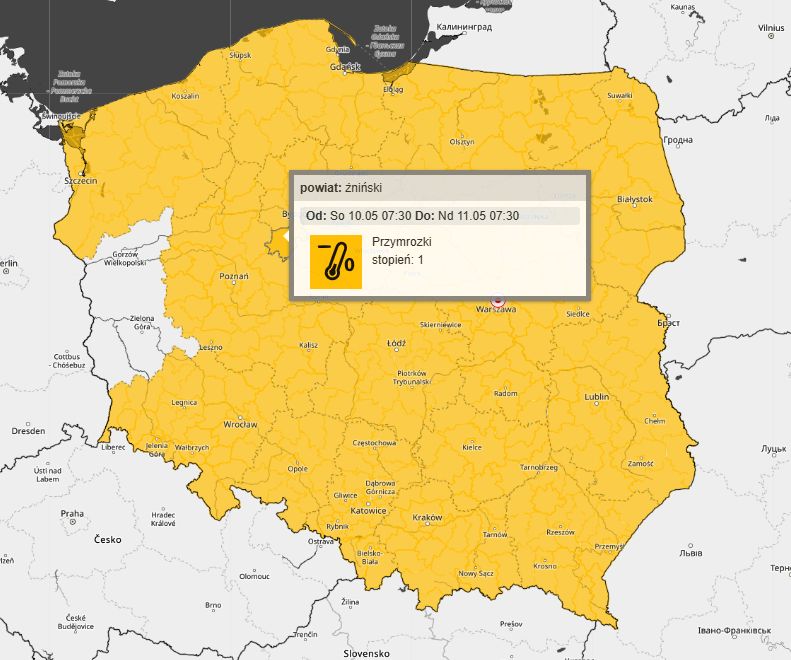Przymrozki. Alerty wydane na sobotę