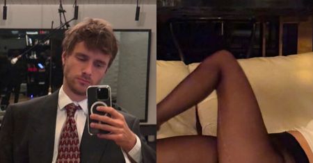 Maciej Musiał i zgrabne nogi jego partnerki (?) składają fanom świąteczne życzenia. Oryginalnie?