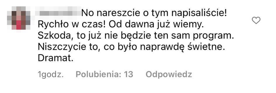 Komentarze pod wpisem produkcji