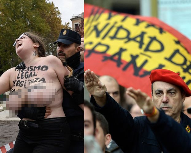 Grupa Femen schwytana przez policję! Półnagie aktywistki sprzeciwiły się faszystom (FOTO)
