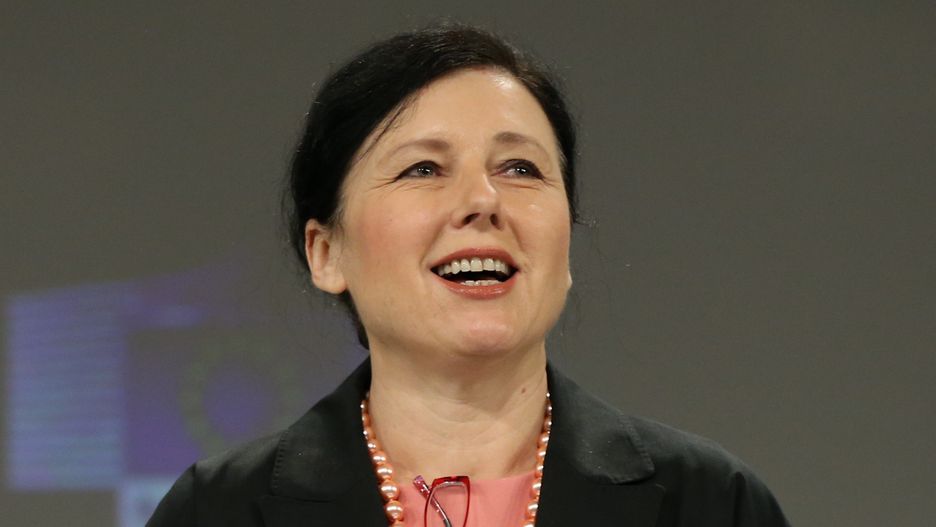 BRUSSELS, BELGIUM - DECEMBER 03: Vice President of the European Commission Vera Jourova holds a press conference themed; European Democracy Action Plan and Strategy on Fundamental Rights, on December 03, 2020 in Brussels, Belgium. (Photo by Dursun Aydemir/Anadolu Agency via Getty Images)