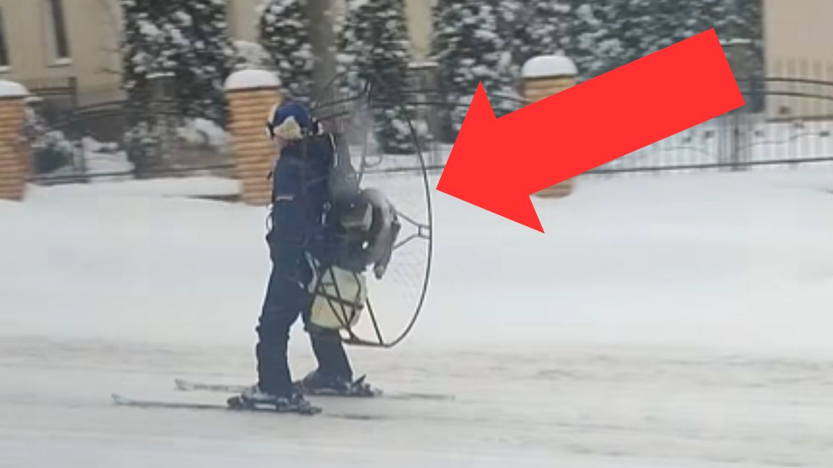 Policja zabrała głos ws. narciarza z silnikiem na plecach.